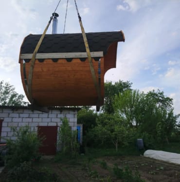 Купить баню бочку № 497 в Дивногорске по цене от 380940 руб. цена в Дивногорске от 380 940 руб.